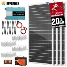 Rvpozwer 100W 200W 400W 12V/24V Mono Solar Panel 18BB Cell RV Home Off Grid US