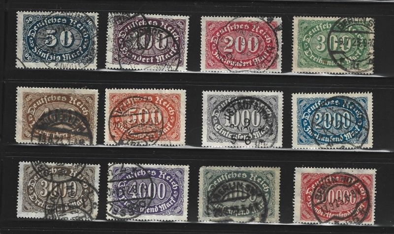 Germany #198-209 Hyper Inflation Issue of 1922-1923 (USED) cv$20.00