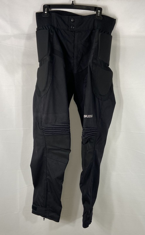 Suzuki Men's Black Padded Armored Motorcycle Riding Biker Pants Size 34