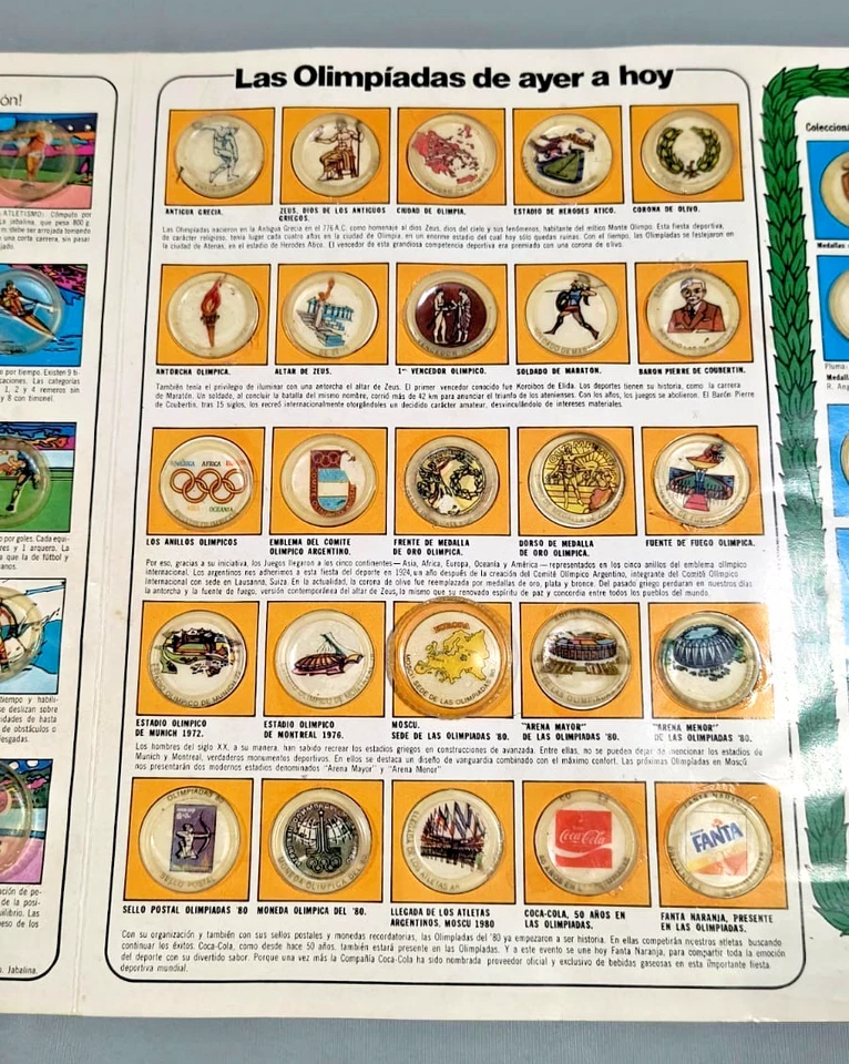 Vintage RARE 1980 MOSCU OLYMPIC GAMES album coca cola caps Argentina complete - Image 4 of 4