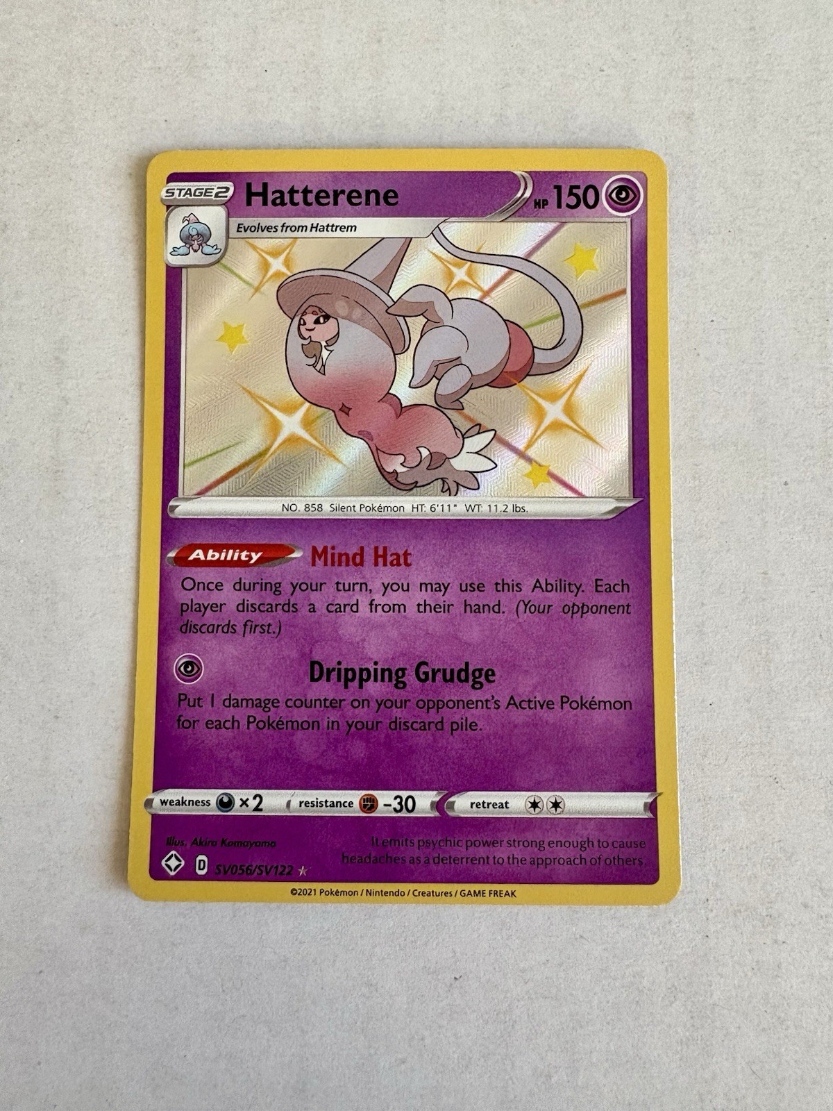 Hatterene SV056/SV122 Shiny Holo Rare Pokémon Shining Fates Shiny Vault NM 2021