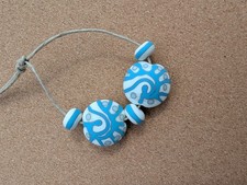 Turquoise White Lampwork Bead Destash Lot Orphans Rondelle Mix Match Abacus