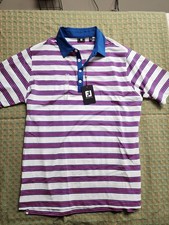 FootJoy Polo Shirt Mens Large Pink Striped Short Sleeve New With Tag Golf