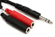 Hosa YPP-117 Stereo Breakout Cable - 1/4" TRS Male to Left and Right 1/4" TS
