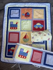 Tiddliwinks Car Truck Boat Baby Boy Blanket Quilt  Crib Sheet  Border Vintage