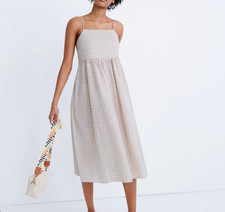 NWOT! Madewell 'Cami' Tie-Strap Sundress in Bright Buds in NEON BUD LINEN (M)