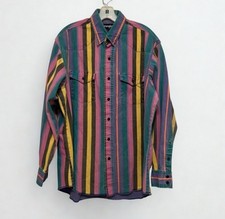 Vintage Wrangler Brushpopper Men  s Striped Western Shirt Size 17x35