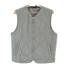 Zara Men’s Size M Puffer Padded Green Gilet Bodywarmer Vest Jacket B5