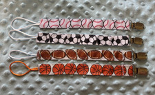 Handmade Baby Pacifier Clip Ribbon Holder - Sports
