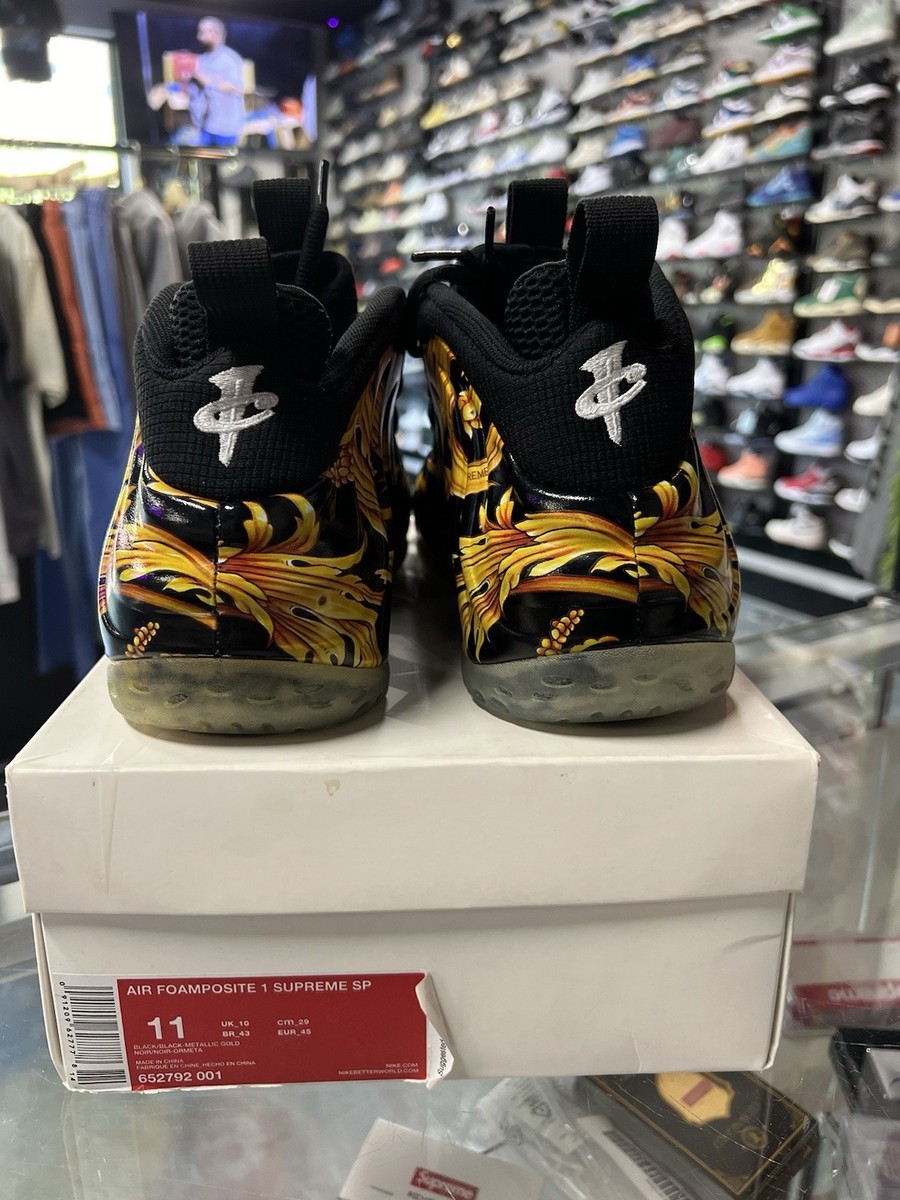 Nike Air Foamposite 1 One Supreme SP Black Metallic Gold 652792