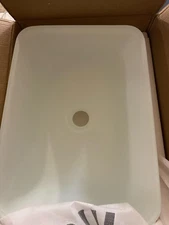 Vigo VG07114 Sottile Glass Vessel Bathroom Sink, 18"x13"x4", White MatteShell