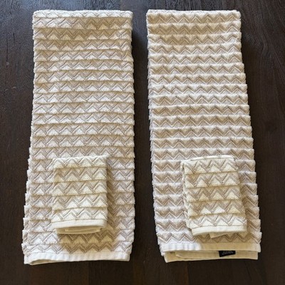 Kassadecor Cream And Tan Tiered Neutral Colors Luxury Bath Towel Set Of 4