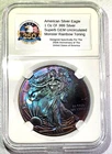 American Silver Eagle 2015  (1 Oz .999) Monster Rainbow Toning Gem Uncirculated