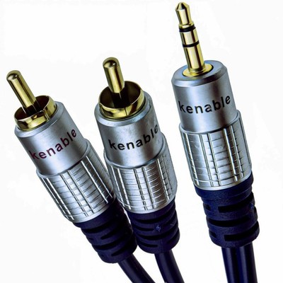 kenable 20 m 3,5 mm Stereo Phono auf 2 RCA Cinch Kabel HQ OFC Gold