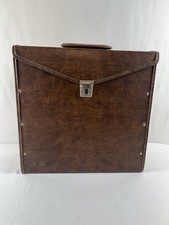 Vintage Brown Faux Leather 33 RPM 12" Carrying Case Storage For LP Records