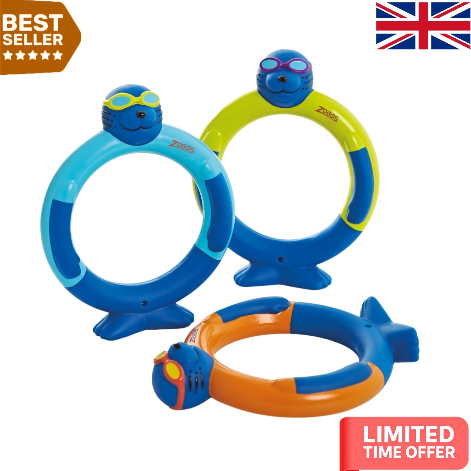 Zoggy Dive Rings Pool Toy Set - Safe & Engaging Fun for Young Swimmers