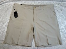Greg Norman Men s Beige Performance Stretch UPF Flat Front Chino Golf Shorts