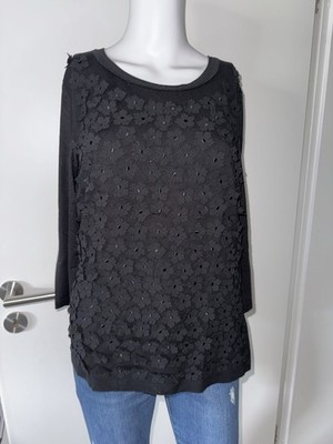 Joseph Janard 3/4 Arm Shirt Pullover Pulli schwarz mit Blumen 40