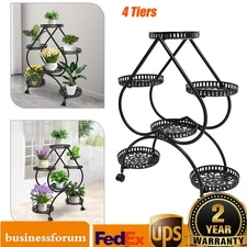 6 Trays Metal Plant Stand Outdoor Indoor Flower Pot Rack Display Shelf Garden