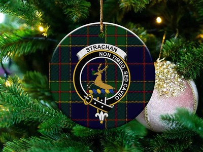 Strachan Clan Scottish Tartan Crest Ceramic Ornament