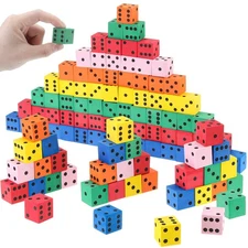 Jenaai 100 Pcs Foam Dice for Classroom Small Colorful Dice Cubes with Number ...