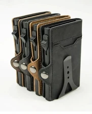 Men's Wallet Black Conceal Money Clip Slim tactical RFID Blocking bifold Pop Up 