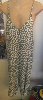 Real Human Tank Romper in Green w/ White Flowers Sz M