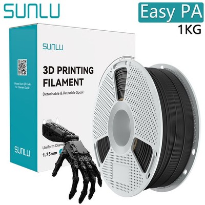 SUNLU 1KG Schwarz Nylon Filament 1.75mm 3D Drucker Filament Easy PA (Nylon)