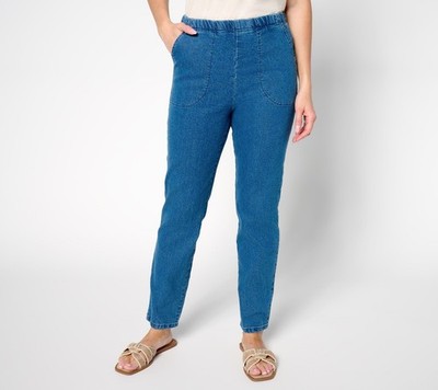 SUNNYLiFE Women's Pants Sz L Denim & Co. Indigo Flat Front Side Blue A686837