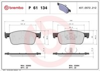 Brembo Bremsbelagsatz, Scheibenbremse P 61 134 FüR CitroËN Peugeot Toyota