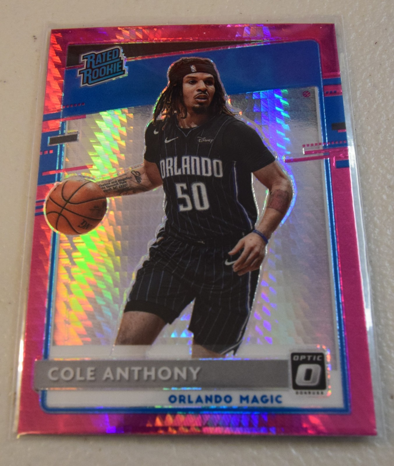 2020-21 Donruss Optic Cole Anthony #165 Hyper Pink RC Orlando Magic