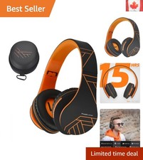 Bluetooth Over-Ear Headphones: Foldable Wireless & Wired with Mic - Black/Orange