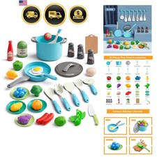 35Pcs Kids Kitchen Toy Accessories, Toddler Pretend Cooking Playset with Play...