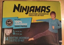Ninjamas Nighttime Underwear Large 64-95 Lbs Boys 34 Count 100 Leak Proof Camo