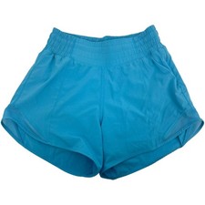 Women's Blue Lululemon Hotty Hot High-Rise Lined 4" Athletic Shorts Sz 2 LW7AYXT