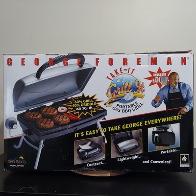 George Foreman Portable Gas BBQ Grill ''Take It & Grill It'' Model GP160A NEW