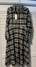 NWT UNIQLO Checked Soft Long Shirt - Dress Women Small