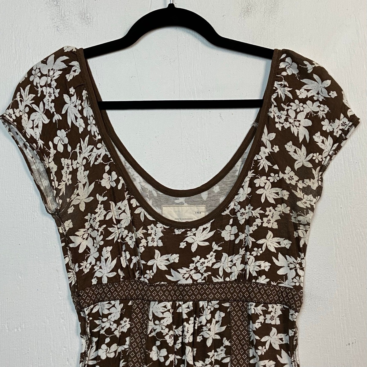 Hollister Vintage Y2K Floral Print Babydoll Womens L Brown Cap