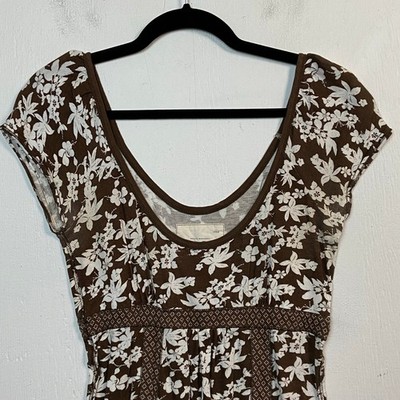 Hollister Vintage Y2K Floral Print Babydoll Womens L Brown Cap