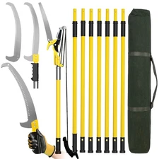 Manual Pole Saws for Tree Trimming 27 FT, Tree Trimmer Long Handle Pruner wit...