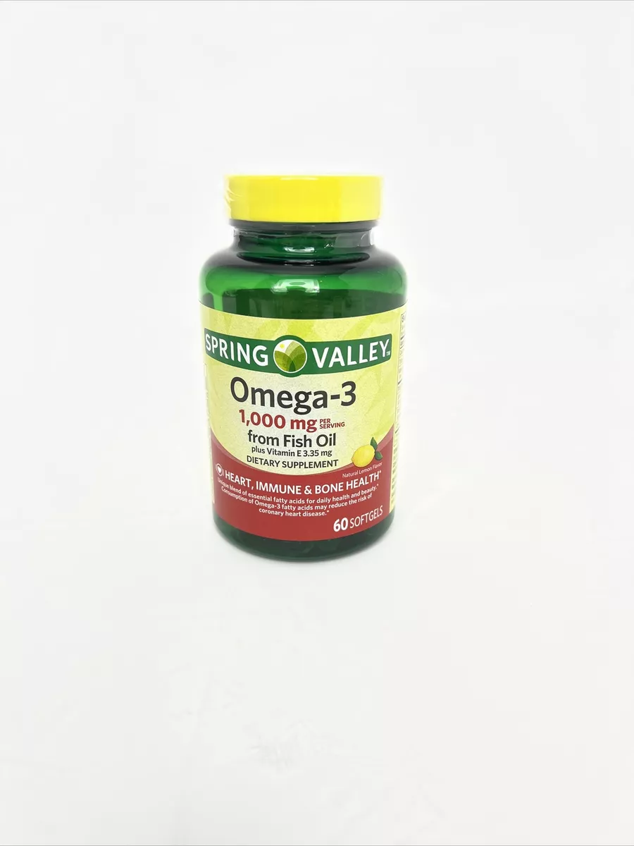 Spring Valley Omega-3 Fish Oil Heart Health Dietary Supplement Softgels,  1000 mg, 300 Count 