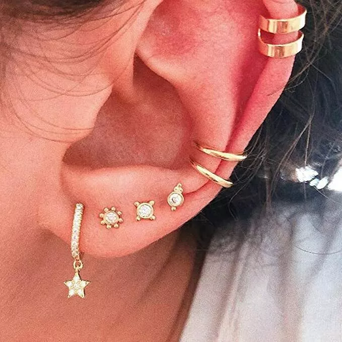Double hole deals earring set