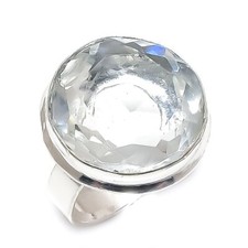 Natural White Topaz Gemstone 925 Sterling Silver Jewelry Ring Size 8 Gift K133
