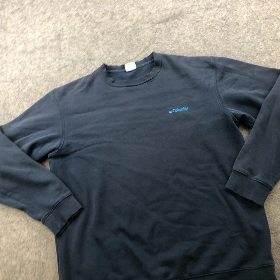 Columbia Sudadera Para Hombre Grande Azul Cuello Redondo Vellón Bordado Deletrear Senderismo Foto 3 de 4