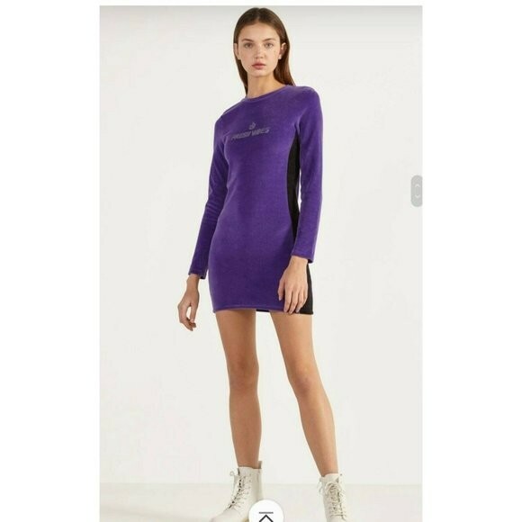 NWT Bershka Women's Fresh Vibes Purple Velvet Dress Size XS