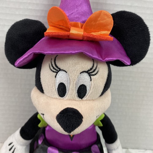 Disney Minnie Mouse Halloween Plush Witch 9" + Hat Purple Polkadot Costume - Picture 3 of 7