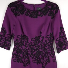 Adrianna Papell beautiful, lined, purple dress with faux-lace print - Size 4