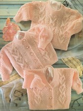 509 BABYS DK CARDIGANS & SWEATER 16 TO 22" VINTAGE KNITTING PATTERN COPY