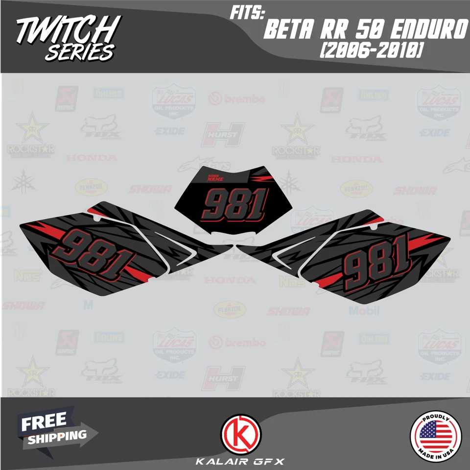 Kit Gráficos para Beta RR 50 (2006-2010) Twitch - ROJO Foto 3 de 4