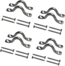 8 Pcs Stainless Steel 3/8" Pad Eye Straps For Bimini Boat Top With 16 Pcs Screws